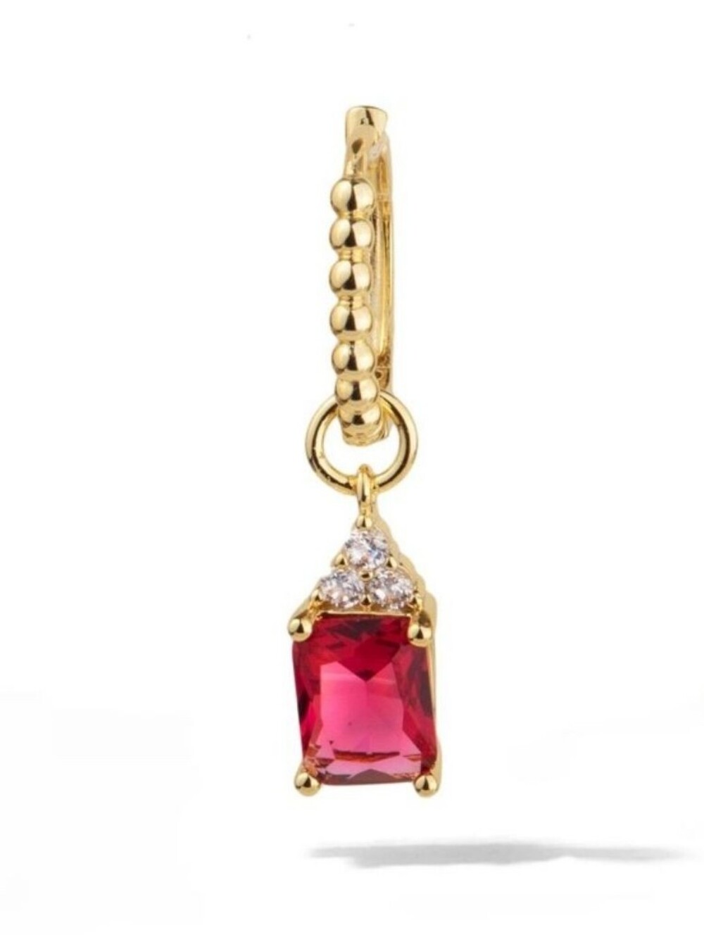 Red Stone Huggie Earring